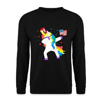 Tupfende Einhorn Liebhaber 4. Juli USA - Unisex Pullover - Schwarz - Vorne - Alina (178cm) & Michal (187cm)