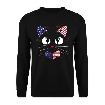 Patriotic Cat Lover July 4 USA - Unisex Sweatshirt - black - Front - Alina (178cm) & Michal (187cm)