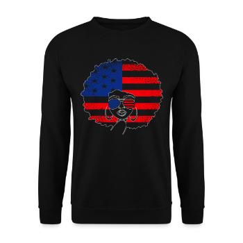 Patriotic African-American Woman July 4 - Unisex Sweatshirt - black - Front - Alina (178cm) & Michal (187cm)