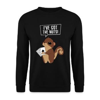 Poker Eichhörnchen Nagetier Tier - Unisex Pullover - Schwarz - Vorne - Alina (178cm) & Michal (187cm)