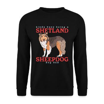 Shetland Sheepdog Dad | Sheltie Hunde Geschenk - Unisex Pullover - Schwarz - Vorne - Alina (178cm) & Michal (187cm)