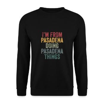Pasadena things city - Unisex Pullover - Schwarz - Vorne - Alina (178cm) & Michal (187cm)