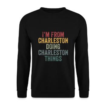 Charleston things city - Unisex Pullover - Schwarz - Vorne - Alina (178cm) & Michal (187cm)
