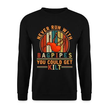 Witziger Dudelsack Zitat Musiker Humor - Unisex Pullover - Schwarz - Vorne - Alina (178cm) & Michal (187cm)