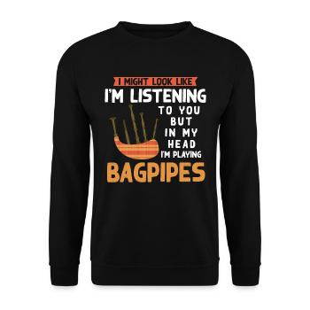 Bagpipes Addictive Music Bagpiper - Unisex Sweatshirt - black - Front - Alina (178cm) & Michal (187cm)