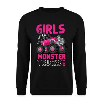 Coole Monster Trucks Mädchen Monster Truck - Unisex Pullover - Schwarz - Vorne - Alina (178cm) & Michal (187cm)