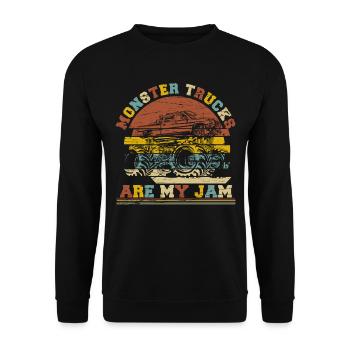 Retro Monstertrucks Jungen Mädchen Monstertruck - Unisex Pullover - Schwarz - Vorne - Alina (178cm) & Michal (187cm)