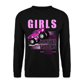 Monster Trucks Girl Funny - Unisex Sweatshirt - black - Front - Alina (178cm) & Michal (187cm)