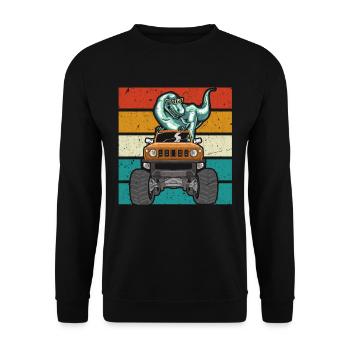 Dinosaurier Monster Truck Jungen - Unisex Pullover - Schwarz - Vorne - Alina (178cm) & Michal (187cm)