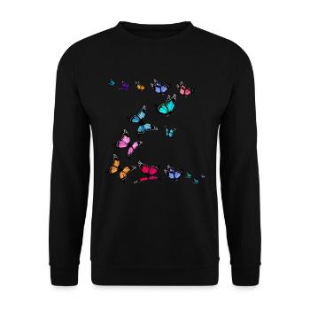 Bunte Schmetterlinge Frauen Mädchen - Unisex Pullover - Schwarz - Vorne - Alina (178cm) & Michal (187cm)
