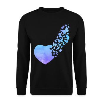 Butterfly Heart Mignon Aquarelle - Sweat-shirt Unisexe - noir - Devant - Alina (178cm) & Michal (187cm)