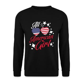 Girls America Women USA July 4 - Unisex Sweatshirt - black - Front - Alina (178cm) & Michal (187cm)
