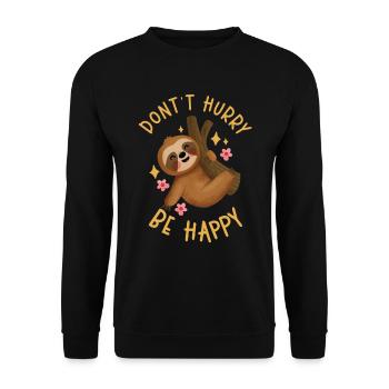 Lazy sloth Happy women - Unisex Sweatshirt - black - Front - Alina (178cm) & Michal (187cm)