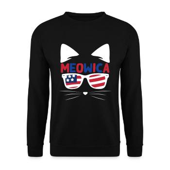 Meows America USA Patriotic Cat July 4 - Unisex Sweatshirt - black - Front - Alina (178cm) & Michal (187cm)