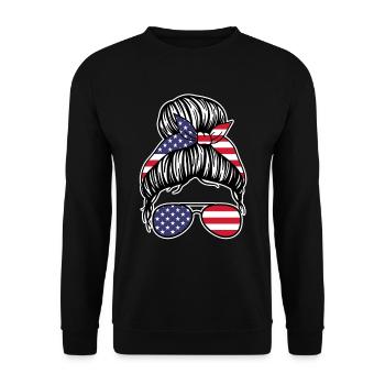 America Girls Women 4 juillet Patriotique - Sweat-shirt Unisexe - noir - Devant - Alina (178cm) & Michal (187cm)
