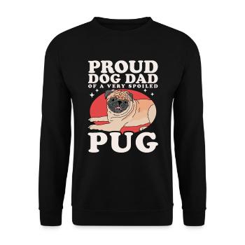 Mops Dad Hundeliebhaber Hundebesitzer Geschenk - Unisex Pullover - Schwarz - Vorne - Alina (178cm) & Michal (187cm)