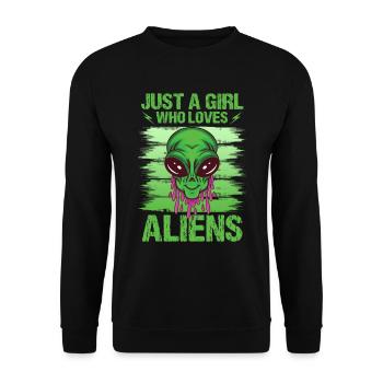 Girl Alien Lover UFO Galaxy - Unisex Sweatshirt - black - Front - Alina (178cm) & Michal (187cm)