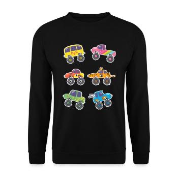 Monster Trucks Stunts Boys Girl - Unisex Sweatshirt - black - Front - Alina (178cm) & Michal (187cm)