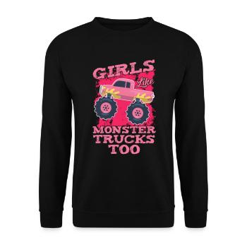 Mädchen Monstertrucks Cooler Monstertruck - Unisex Pullover - Schwarz - Vorne - Alina (178cm) & Michal (187cm)