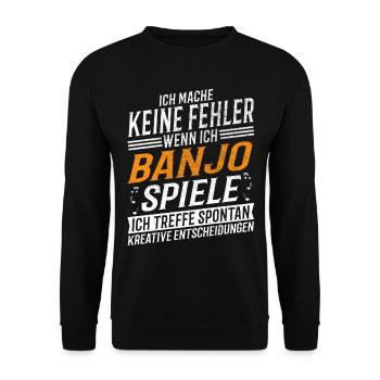 Banjo Musiker Kreativer Banjospieler - Unisex Pullover - Schwarz - Vorne - Alina (178cm) & Michal (187cm)