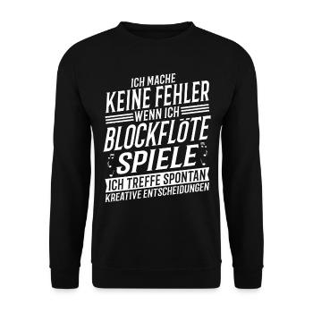 Blockflötenspieler Musiker Blockflöte - Unisex Pullover - Schwarz - Vorne - Alina (178cm) & Michal (187cm)