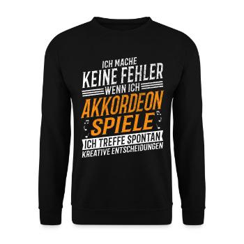 Akkordeonspieler Musikinstrument Musik Akkordeon - Unisex Pullover - Schwarz - Vorne - Alina (178cm) & Michal (187cm)