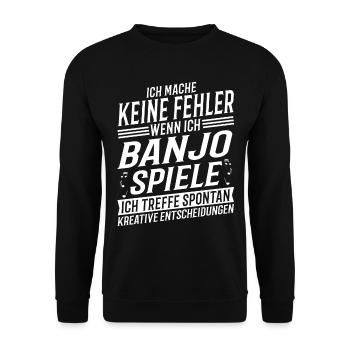 Banjospieler Musikinstrument Musik Banjo - Unisex Pullover - Schwarz - Vorne - Alina (178cm) & Michal (187cm)