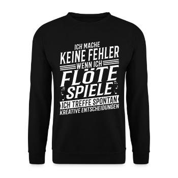 Flötenspieler Musikinstrument Musik Flöte - Unisex Pullover - Schwarz - Vorne - Alina (178cm) & Michal (187cm)