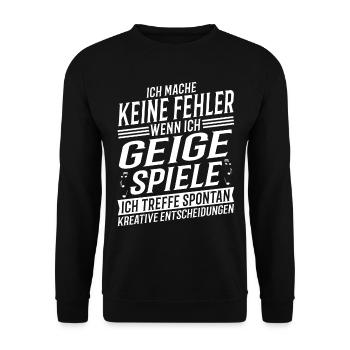 Geigenspieler Musikinstrument Musik Geige - Unisex Pullover - Schwarz - Vorne - Alina (178cm) & Michal (187cm)