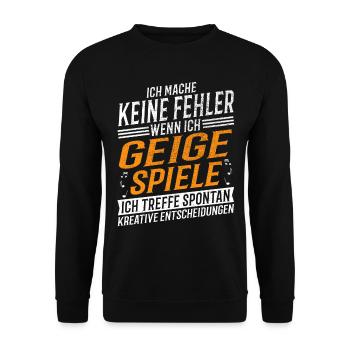 Geige Musiker Kreativer Geigenspieler - Unisex Pullover - Schwarz - Vorne - Alina (178cm) & Michal (187cm)