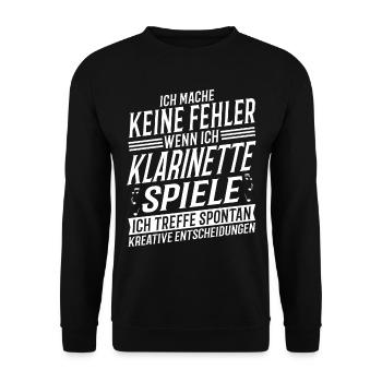 Klarinettenspieler Musikinstrument Klarinette - Unisex Pullover - Schwarz - Vorne - Alina (178cm) & Michal (187cm)
