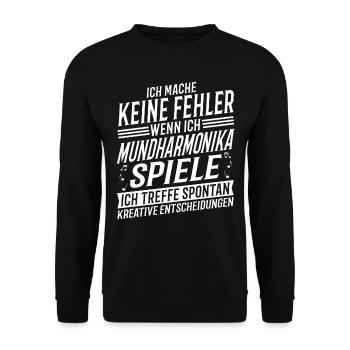 Mundharmonikaspieler Musikinstrument Mundharmonika - Unisex Pullover - Schwarz - Vorne - Alina (178cm) & Michal (187cm)