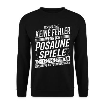 Posaunenspieler Musikinstrument Musik Posaunist - Unisex Pullover - Schwarz - Vorne - Alina (178cm) & Michal (187cm)