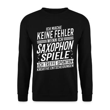 Saxophonspieler Musikinstrument Musik Saxophonist - Unisex Pullover - Schwarz - Vorne - Alina (178cm) & Michal (187cm)