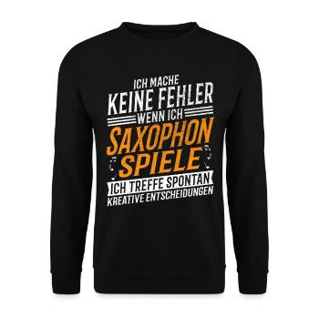 Saxophon Musiker Kreativer Saxophonspieler - Unisex Pullover - Schwarz - Vorne - Alina (178cm) & Michal (187cm)