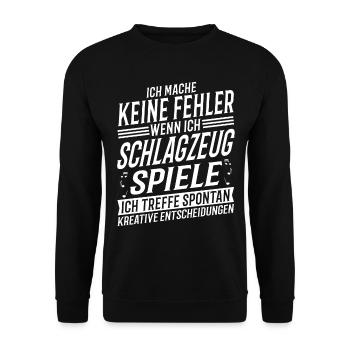Schlagzeugspieler Musikinstrument Musik Drummer - Unisex Pullover - Schwarz - Vorne - Alina (178cm) & Michal (187cm)