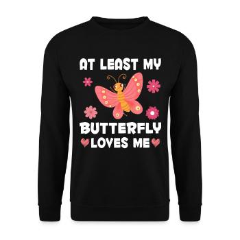 Butterfly loves me women Butterfly - Unisex Sweatshirt - black - Front - Alina (178cm) & Michal (187cm)