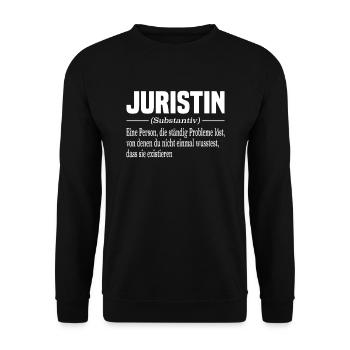 Juristin Jurastudium Staatsexamen Jurist Anwalt - Unisex Pullover - Schwarz - Vorne - Alina (178cm) & Michal (187cm)