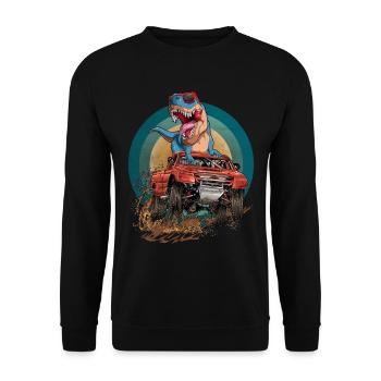 Monster Truck Trex Dirt Race Dinosaurs - Unisex Sweatshirt - black - Front - Alina (178cm) & Michal (187cm)