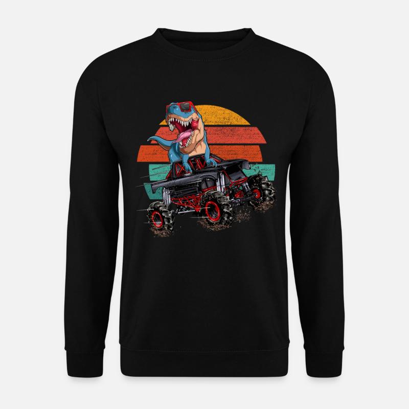 Trex Monstertruck Jungen Retro Dinosaurier - Unisex Pullover - Schwarz