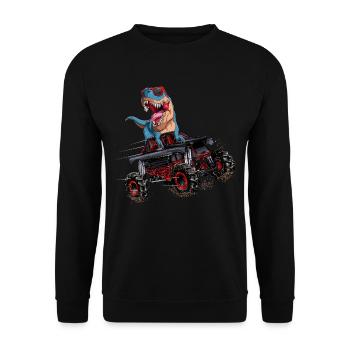 Trex Monster Truck Dirt Racing Dinosaurs - Unisex Sweatshirt - black - Front - Alina (178cm) & Michal (187cm)