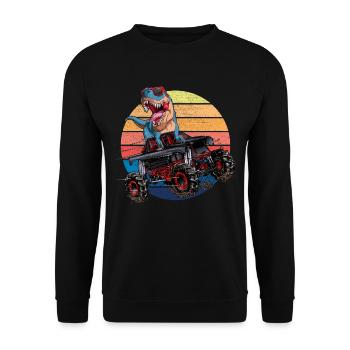 Trex Monster Truck Boys Dirt Race Dinosaur - Unisex Sweatshirt - black - Front - Alina (178cm) & Michal (187cm)