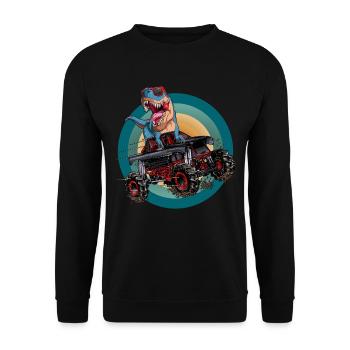 Trex Monster Truck Boys Dirt Race Dinosaur - Unisex Sweatshirt - black - Front - Alina (178cm) & Michal (187cm)
