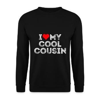 I Love my cool cousin - Unisex Pullover - Schwarz - Vorne - Alina (178cm) & Michal (187cm)