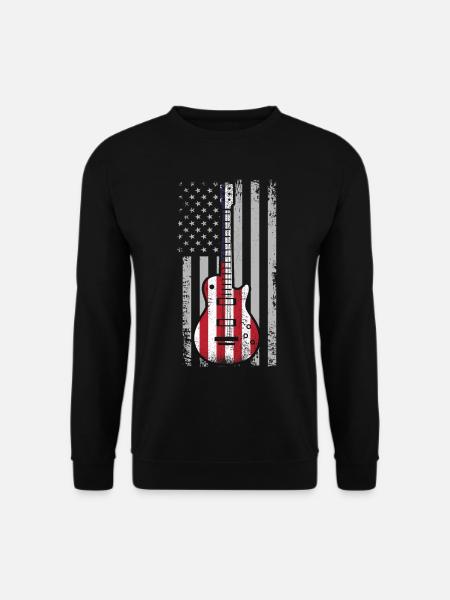 Gitarre Amerikanische Flagge USA Musikliebhaber - Unisex Pullover - Schwarz