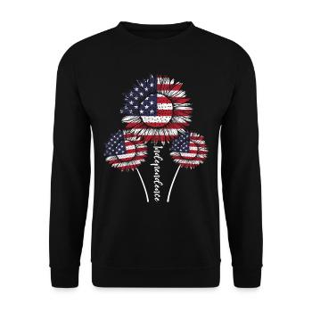 Sunflower July 4 American Flag - Unisex Sweatshirt - black - Front - Alina (178cm) & Michal (187cm)