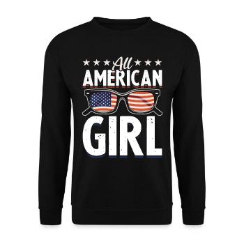 Girls American USA July 4 - Unisex Sweatshirt - black - Front - Alina (178cm) & Michal (187cm)
