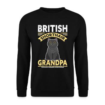 Grand-père British Shorthair | Cadeau papa chat - Sweat-shirt Unisexe - noir - Devant - Alina (178cm) & Michal (187cm)