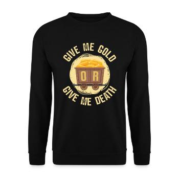 Goldbergbau Goldmine - Unisex Pullover - Schwarz - Vorne - Alina (178cm) & Michal (187cm)