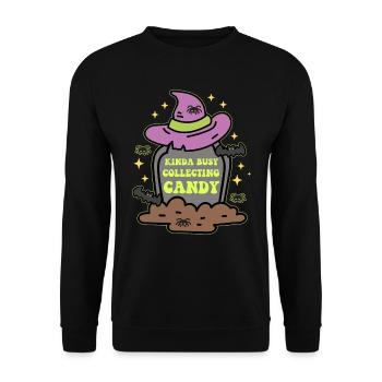 Halloween Party Kostüm Süßes Saures Geschenk - Unisex Pullover - Schwarz - Vorne - Alina (178cm) & Michal (187cm)